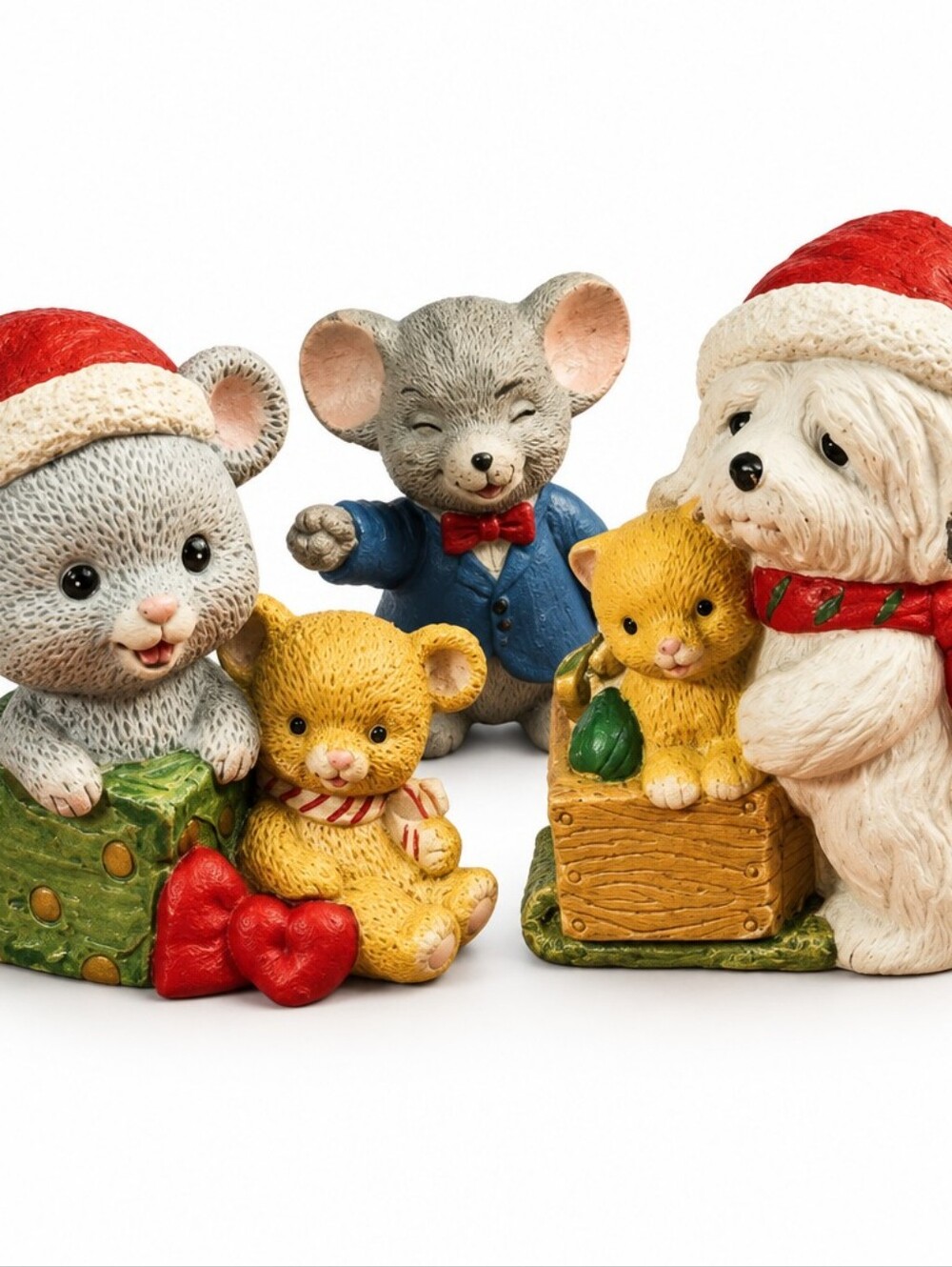 Homco Festive Small Pets Ceramic Figurine Set